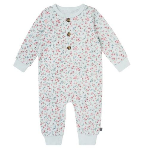 Modern Moments by Gerber Baby Girls' Long Leg Slouch Romper, Sky Floral, 3-6 Months