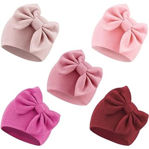 Newborn Baby Girl Hats with Bow Cotton Toddler Infant Beanie Cap Newborn Hospital Hats for Baby Girl Kid 0-24 Months