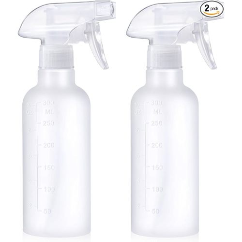 10 oz Spray Bottles, Mist/Stream Adjustable Small Spray Bottle for Hair Cleaning Plants Pet, BPA-free Plastic Water Empty Squirt Bottle with Measurements, 2 Pack