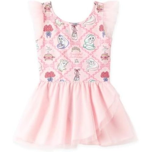Disney Frozen Elsa Princess Stitch Minnie Girls Ballet Leotards Ruffle Sleeve Shiny Leotard Dance Dress Ballerina Outfit 2-9Y