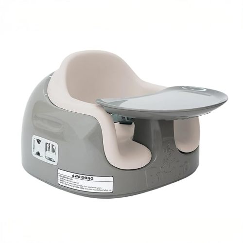 Bumbo 3-in-1 Multi-Seat for 6 to 36 Months, Travel Baby Feeding & Play Floor Seat, All-in-One Portable Booster with Tray & Toddler High Chair, Breige/White Sand