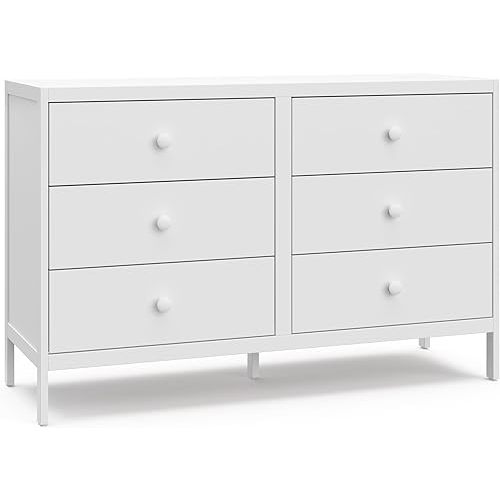 Graco Theo 6 Drawer Dresser (White) - GREENGUARD Gold Certified, Interlocking Drawer System, Dresser Drawer Organizer for Nursery & Kids Bedroom