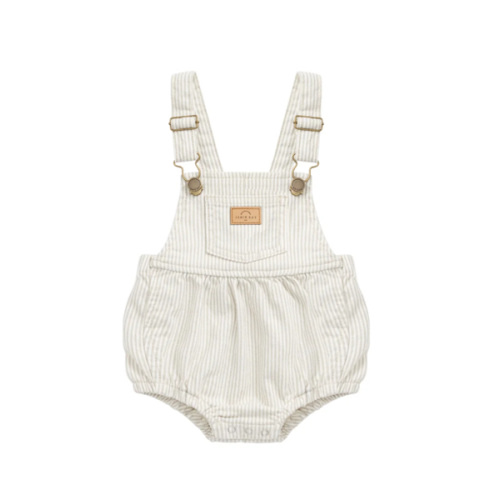 Pax Playsuit - Fine Vertical Stripe Sandy Brown/Cloud