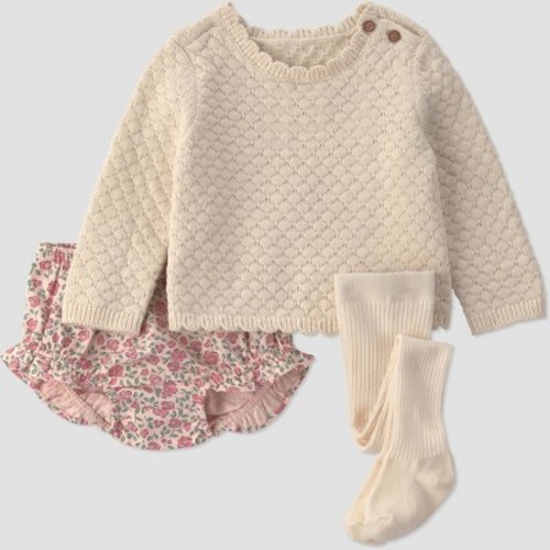 Carter's Just One You® Baby Girls' 2pc Floral Sweater and Leggings Set - Ivory/Pink 3M