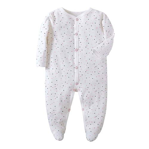 ATAIKU Infant Baby Girls' Sleep and Play Footed Pajamas One-Piece Sleeper Button Romper Jumpsuit Cotton PJs For Newborn