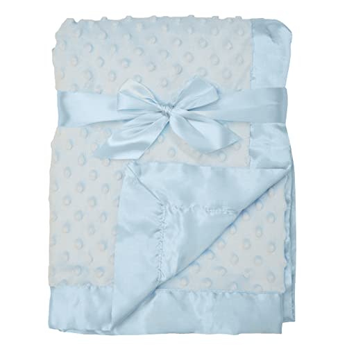 American Baby Company Heavenly Soft Chenille Minky Dot Receiving Blanket with Silky Satin Backing, Blue, 30" x 40", for Boys and Girls