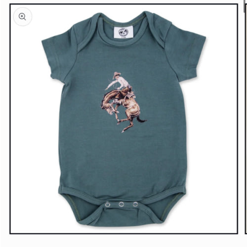 Teal Bronc Onesie – Cowkid Clothing Company