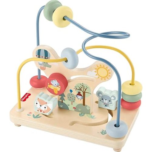 Fisher-Price Wood Toddler Toy Bead Maze, Woodland Animal-Themed Activity for Fine Motor Skill Development Infants Ages 1+ Years (Amazon Exclusive)
