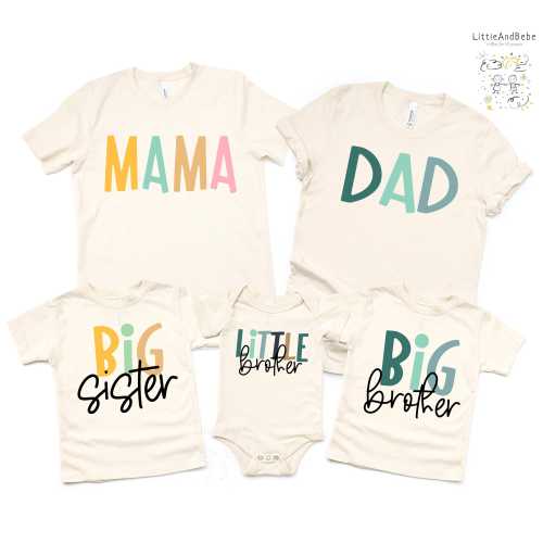 Mommy and Me Matching Family Shirts, Mama, Dad, Big Sister, Little Brother, Big Brother, Little Sister, Sibling Tshirts, Announcement,