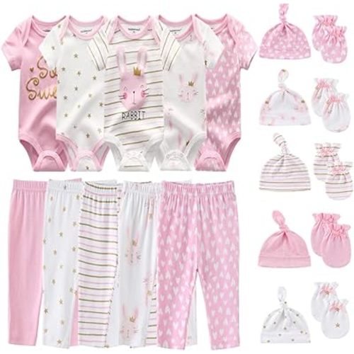 Kiddiezoom Unisex Baby Layette Essentials Giftset Clothing Set 19-Piece For Newborn Baby