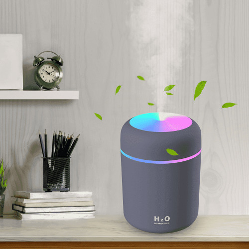 BCOOSS Portable Cool Mist Humidifier, 300ml Navy Blue, Quiet Ultrasonic, Night Light