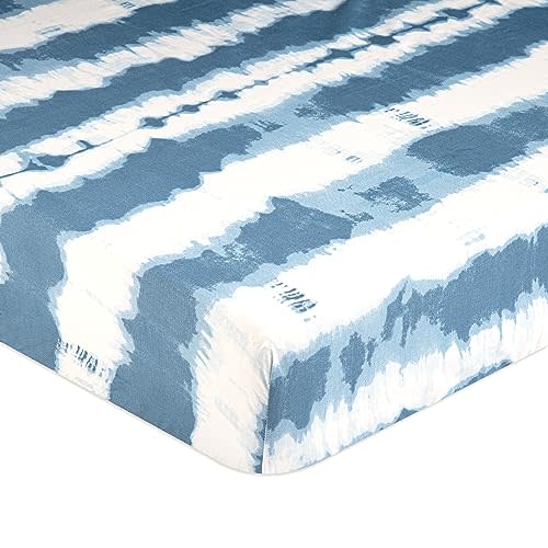 Crane Tie-Dye Blue Toddler Sheets, 100% Cotton, Breathable, Fitted for Standard Crib Mattress, 28"x52" for Boys and Girls