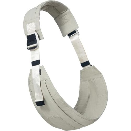 Toddler Carrier - Premium Cotton, Large Seat & Back Support, with Large Pocket, Ideal for 6-48 Months (16-44 lbs), Beige, Petite Version