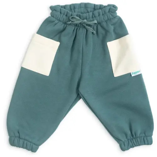 Hipicon Thick Cotton Baby Jogger Pants Petrol Green Color (0 to 3 months)