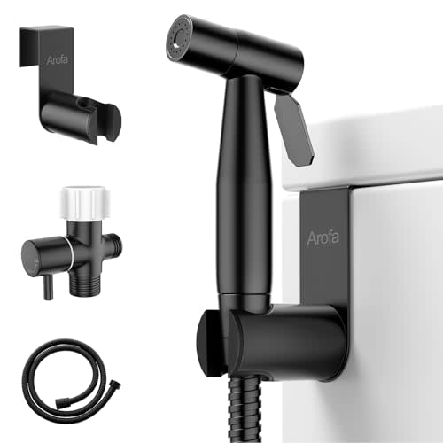 Arofa Handheld Bidet Sprayer, Bidet Attachment for Toilet, Matte Black | Adjustabel Water Pressure, Leak-Free Hose, Fits Two-Piece Toilets, Feminine/Baby/Pet Wash, Cloth Diaper Rinse, Easy Install