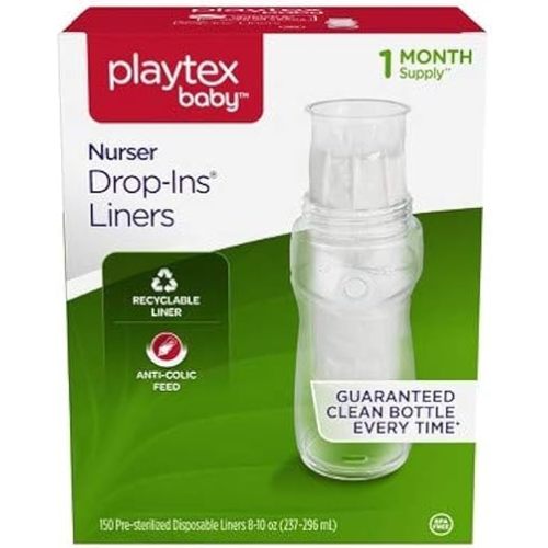 Playtex 55291217 8 oz Nurser Drop-Ins Baby Bottle Disposable Liners - 150 Count