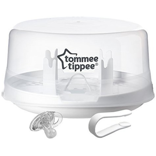 Tommee Tippee Microwave Travel Steam Baby Bottle Sterilizer - Sterilize 4 Bottles at Once, Sterilizes in 4-8 minutes - BPA Free