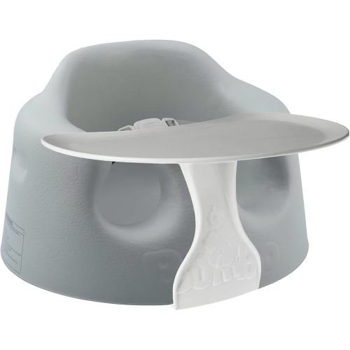 Bumbo Baby Floor Seat, Portable Infant Sit Up Activity & Eating Chair with Tray Accessory, Cool Grey - Feeding and Sitting Lounger for Babies and Infants Ages 3 to 12 Months