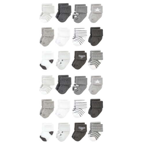 Hudson Baby Cotton Rich Baby Terry Socks 24-Pack, Modern Elephant, 6-12 Months