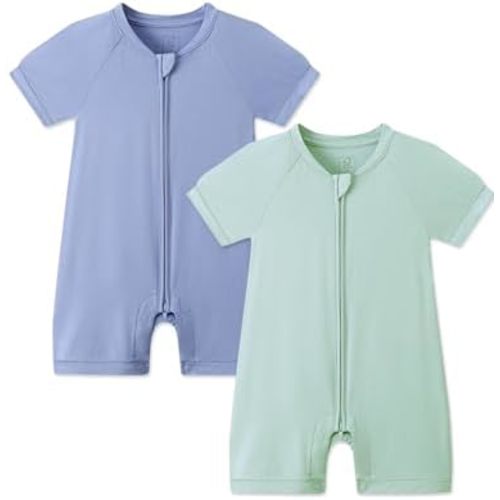 Short Sleeve Baby Romper with Zipper Snap Closure 6-12M