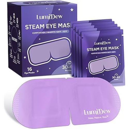 Steam Eye Mask, Self Heating Heated Eye Mask for Sleep, Warm Compress for Eyes, Moist Heat for Dry Eye Relief, Stye Eye Treatment, Spa, Travel Essentials & Relaxation Gifts, Unscented 16 Pack