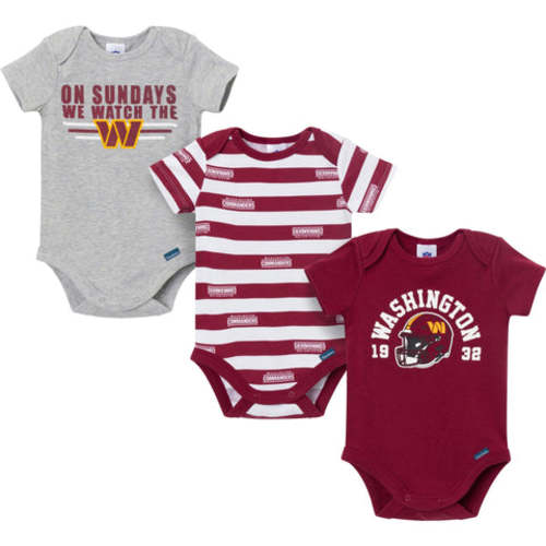 3-Pack Baby Boys Washington Commanders Short Sleeve Bodysuits