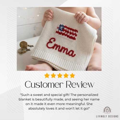 Custom USA Flag Name Blanket – Personalized Patriotic Baby Knit Throw - Etsy