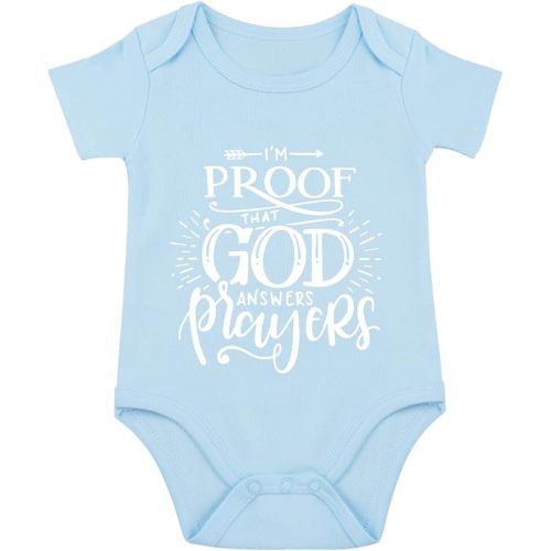 listery I'M Proof That God Answers Prayers Baby Bodysuit Baby Religious Infant Christian Blessing Newborn