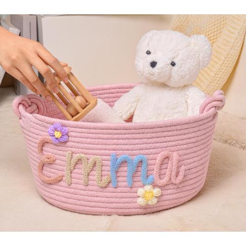 Custom Baby Name Basket,Personalized Baby Basket,Rope Cotton Baby Gift Basket,Handmade Baby Shower Gift,Newborn Gift,Nursery Gift,Toy Basket