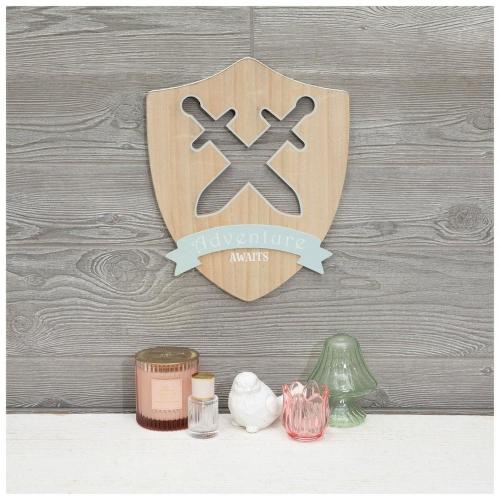 Adventure Awaits Shield Wood Wall Decor