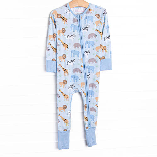 Safari Summer Bamboo Zippy Pajama, Blue – Stitchy Fish