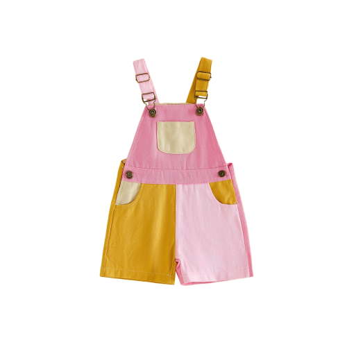 BemeyourBBs Toddler Baby Boy Girl Patchwork Overalls Shorts Kids Contrast Color Sleeveless Romper Jumpsuit with Adjustble Shoulder Strap Pockets 90s Clothes