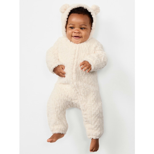 Long-Sleeve Critter Sherpa Hooded One-Piece for Baby