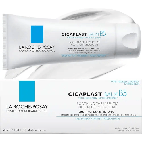 La Roche-Posay Cicaplast Balm B5 UV SPF 50, Vitamin B5 + Shea Butter + Tribioma + Madecassoside + Zinc Oxide Sunscreen, Post Treatment Skin Protectant With SPF, Multi-Purpose Cream For Dry Skin