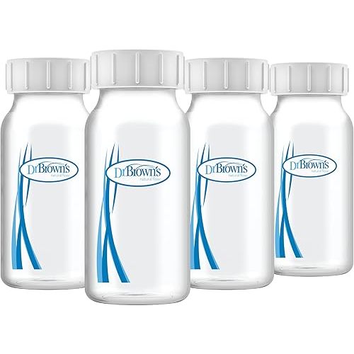 Dr. Brown's Breast Milk Collection Bottles with Storage Caps, Breast Pumps Compatible, Collect, Store, and Keep Milk Fresh, BPA Free – 4-Pack