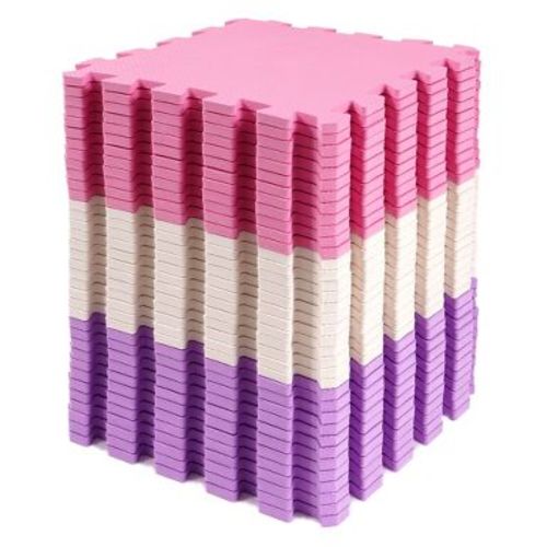 BalanceFrom Fitness 36 Tile Thick Non Slip Interlocking EVA Foam Kids Puzzle Home Floor Exercise Play Mat Set, Covers 36 Square Feet, Pink/Purple