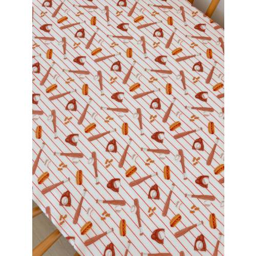 Muslin Crib Sheet, Baseball Game