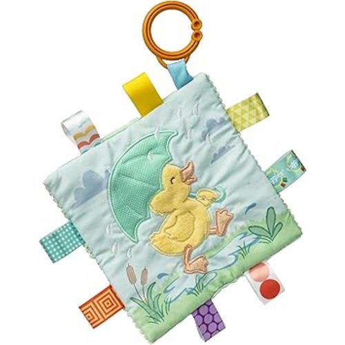Taggies Crinkle Me Activity Toy with Baby Paper & Squeaker and Sensory Tags, 6 x 6-inches, Yellow Dunkin Duck