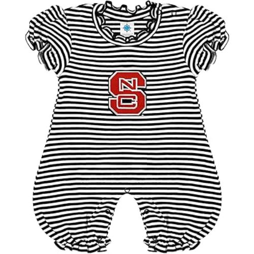 Creative Knitwear College Baby Striped Puff Sleeve Romper - Team Logo, Many Colors, for Girls (Newborn-12 Months)