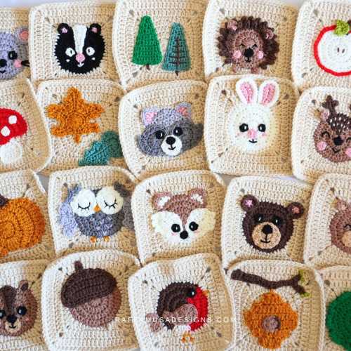 Crochet Pattern - Woodland Granny Squares and Blanket - Fall / Autumn Forest Afghan Blocks