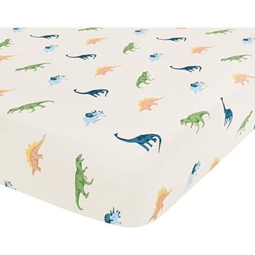 Kyte Baby Soft Crib Sheet - Standard Fitted Crib Sheet Made with Rayon from Bamboo, Ultra-Gentle and Breathable (Ecru Roar)
