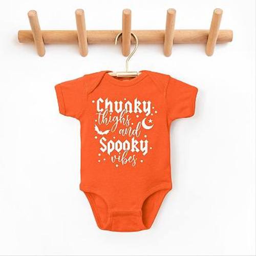 The Juniper Shop Chunky Thighs and Spooky Vibes Baby Short Sleeve Bodysuit