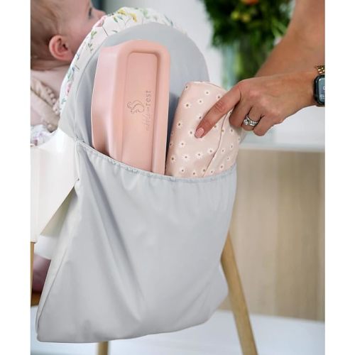 Nibble and Rest Highchair Handy Pocket Pouch, Compatible with IKEA Antilop Highchair,High Chair Accessories, Wipeable and Waterproof Material, One Large Pouch with an Internal Zip Pocket (Color: Light Grey)