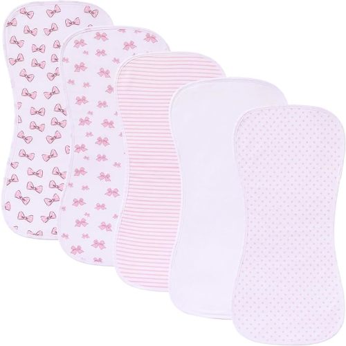 sleepyturtle 5 Pack Waterproof Baby Burp Cloths Extra Absorbent and Soft