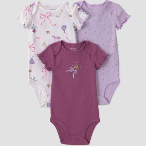 Carter's Just One You® Baby Girls' 3pk magic Short Sleeve Bodysuits - Plum Purple 3M