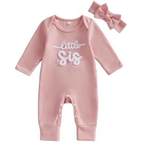 Tsultryofs Infant Baby Girl Romper Little Sis Jumpsuit Newborn Fall Clothes
