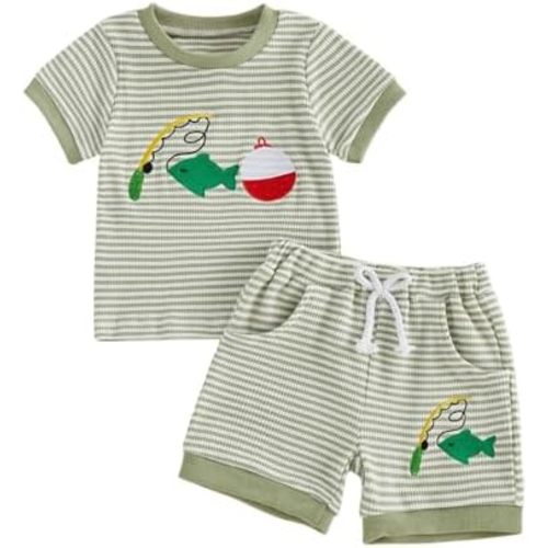 Kupretty Toddler Baby Boy Football Summer Outfits Game Day T-shirt Shorts