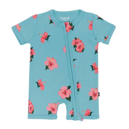 Zippered Shortall Romper in Hibiscus