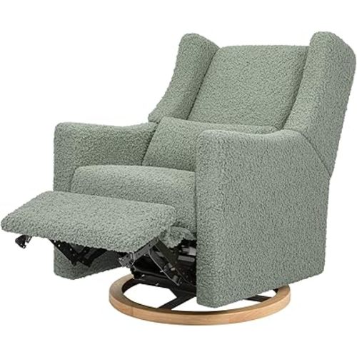 Babyletto Kiwi Power Recliner - Swivel Nursery Glider w/USB Port - Electric Recliner Chairs for Adults - GREENGUARD Gold Certified, 270° Reclining Rocking Chair for Nursery - Sage Teddy Loop Fabric