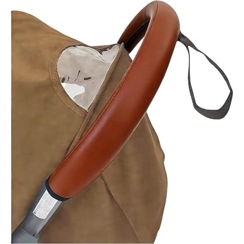 Soft Leather Stroller Handle Sleeve Cover Compatible with Babyzen YOYO2,Stroller Accessories Baby Stroller Handlebar Protect Case Brown